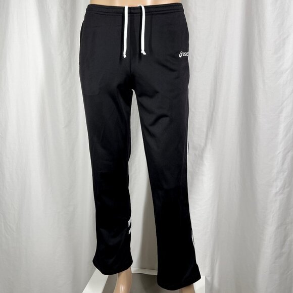 ASICS Women's Small Black White Stripe Athletic Training Warm-Up Track Pants - Picture 1 of 7